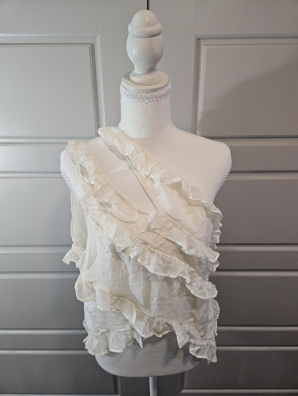 Free People Hollie One Shoulder Top Size Large - Free People Blouse Ruffles - Picture 9 of 9